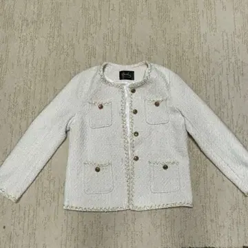 메리디온 화이트 노카라 자켓