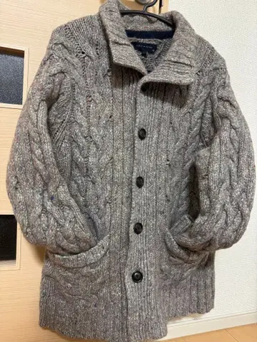 TOMMY HILFIGER 케이블 짜임 가디건 L 사이즈 그레이