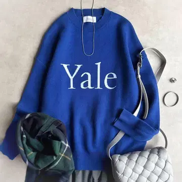 새상품급 emmi 에미//YALE 자카드 니트 풀오버 블루 파랑