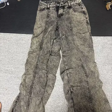 그레이 와이드 레그 데님 팬츠