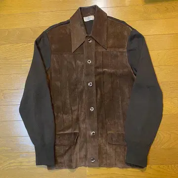 70s DAMON 스웨이드 절개 니트 가디건 이탈리아제