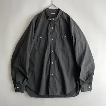 PHIGVEL (hb) 밴드 카라 셔츠 워크 더블 포켓 블랙 무지