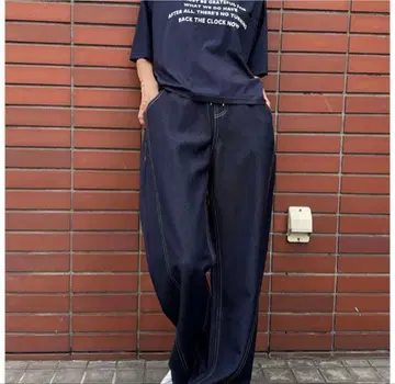 새상품급 제조 종료 이시카와 라보 별도 천 슬림 데님 네이비