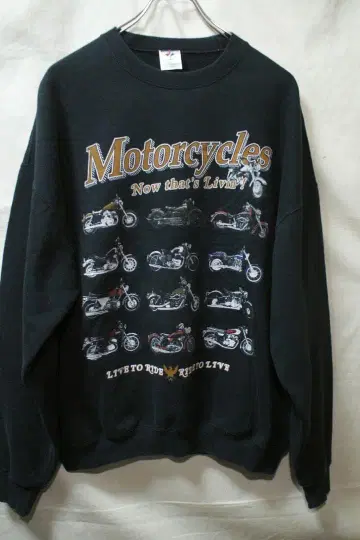 JERZEES USA 빈티지 모터사이클 맨투맨