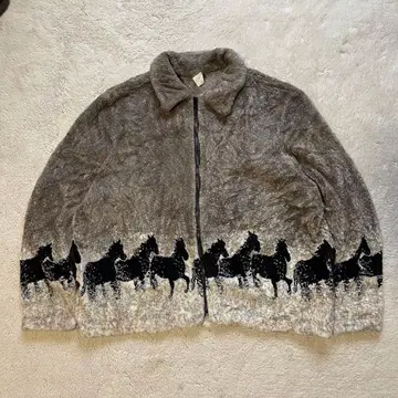 빈티지 구제 의류 USA제 애니멀 무늬 호스 말 플리스 자켓