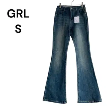 그레일 플레어 데님 청바지 S 블루 스트레치 슬림 레그 1679