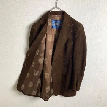 테일러드 자켓 스웨이드 느낌 브라운 안감 올 패턴 더블 포켓 고급