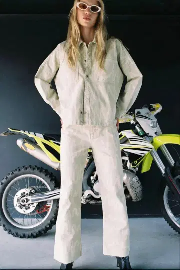 ZARA 물결 무늬 데님 자켓 팬츠 세트 데님 셋업