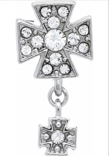 SWANK 스윙 스와로브스키 서클 크로스 다이아 플라워 핀즈