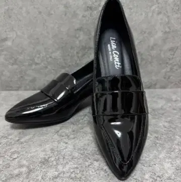 [ 리사콘티 ] Lisa Conti 블랙 가죽 힐 로퍼 컨디션 최상