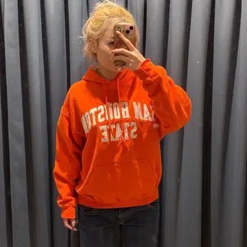 [무료배송] USA 구제 의류 OARSMAN 후드티 칼리지 로고 오렌지