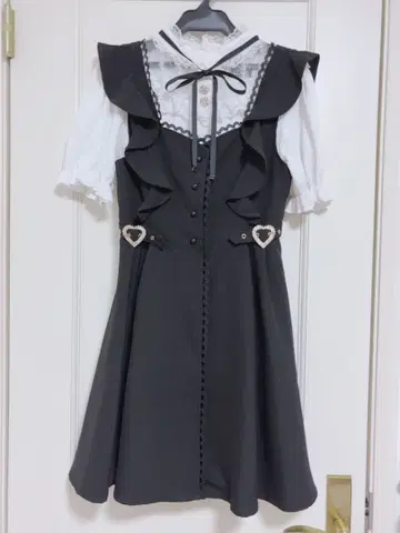 2세트 골지 상의+하트 버클 점프 스커트