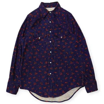 [ 새상품급 ] USA제 락마운트 꽃무늬 코듀로이 웨스턴 셔츠 네이비