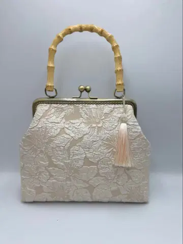 [ 핸드메이드 ] 가마구치 핸드 백 대나무 손잡이 #526