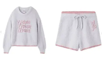 젤라또피케 라메 페더 풀오버 & 숏팬츠 세트 라이트 블루
