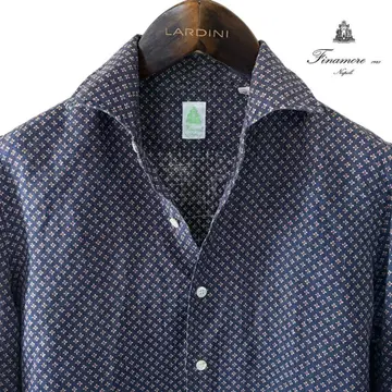 Finamore / 코몬 꽃무늬 / 네이비 / 린넨 셔츠