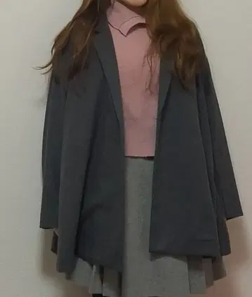 그레이 오버 사이즈 울 코트