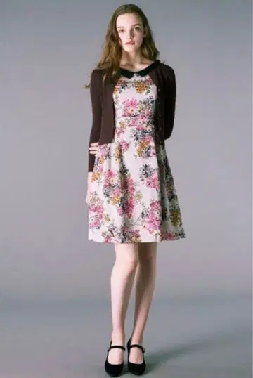 택 포함 토카 AFTER RAIN 원피스 레이스 옷깃 올 패턴 꽃 4