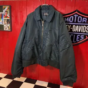 Schott B-15 플라이트 자켓 짧은 기장 네이비 나일론 샷