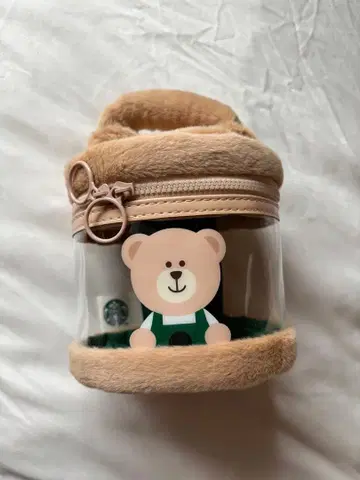 한국 스벅 선착순 한정품 파우치 곰 디자인의 투명 용기