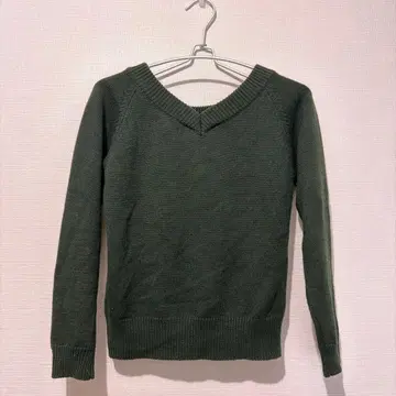 LABORATORY WORK 다크 그린 V넥 니트 스웨터 캐시미어 혼방