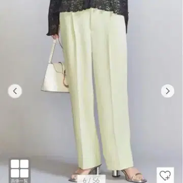 턱 와이드 스트레이트 팬츠2 - 워셔블 라임 XS