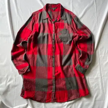 00년대 체크 플란넬 셔츠 그레이 레드 그런지 Y2K 헤이세이 구제 의류