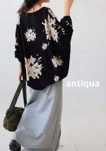 antiqua patterntorso 꽃무늬 돌먼 니트 풀오버 자카드