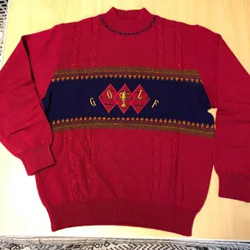 LAEVIS 골프 모티브 빨간색 스웨터 M