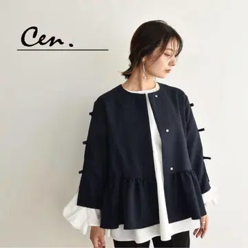 Cen. 노카라 린넨라이크 리본 자켓