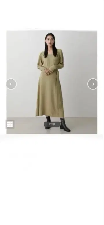 올리브색 긴팔 롱 원피스 M