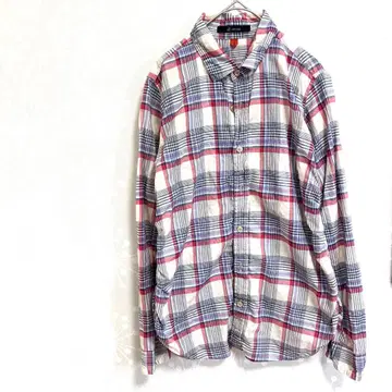 젬블 체크 셔츠 면 100% 멀티 컬러 긴팔 캐주얼 구제 의류