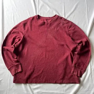 00s 써멀 롱T 와플 원단 레드 그런지 Y2K 인기 구제 의류