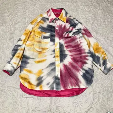 프리다 타이 다이 패턴 울 CPO 자켓 블루종 오버 사이즈