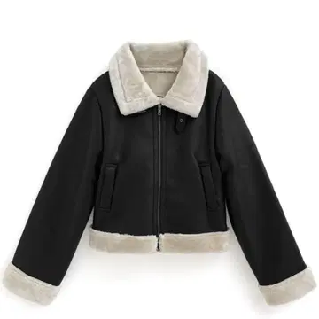 GRL 그레일 퍼 가죽 블루종 블랙 아이보리 fo2046