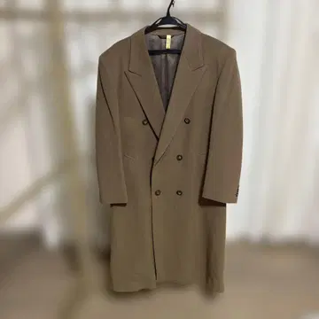 브라운 더블 브레스트 롱 코트