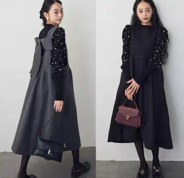 당일 발송 백리본 박스 실루엣 점프 스커트 그레이