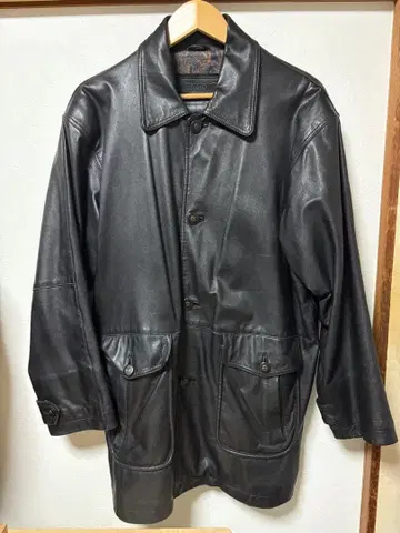 블랙 가죽 코트 L 사이즈