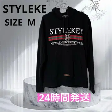 STYLEKEY 블랙 후드티 후드 부착 스트릿 스타일 B계 패션