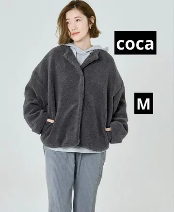 coca 워셔블 보아 블루종 M 차콜 새상품