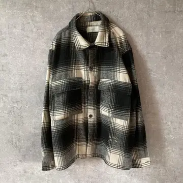 NIDO 옴브레 체크 무늬 플란넬 셔츠 모노톤 M 사이즈