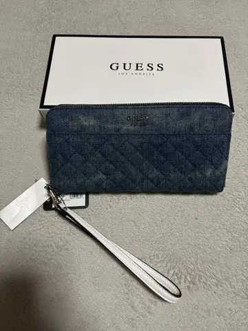 GUESS 데님 퀼팅 장지갑