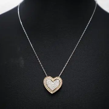 스와로브스키 큐피드 펜던트 더블 하트 목걸이