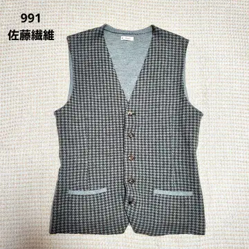 991 사토 섬유 Rosario 베스트 울 하운드투스 체크 패턴