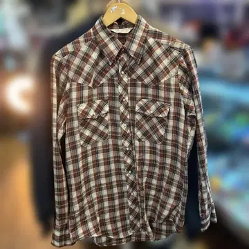 레어 70s SUNDANCE 체크 무늬 긴팔 웨스턴 셔츠