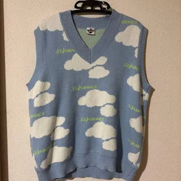 HOOK 구름 패턴 니트 베스트 스카이블루