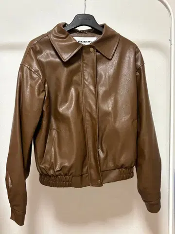 BLACKUP 가죽 자켓 브라운 속기모