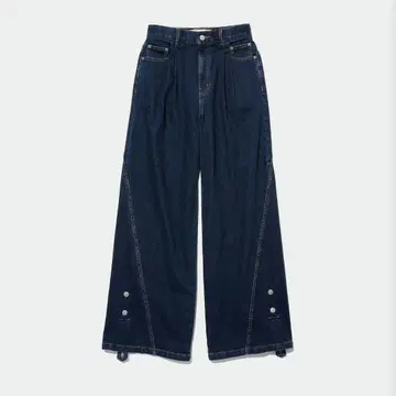 [새상품급] GUxrokh 콜라보 청바지 데님 와이드 실루엣 네이비 S