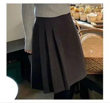 비대칭 울 스커트 그레이