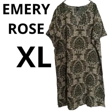 EMERY ROSE [ XL ] 꽃무늬 튜닉 그린 반팔 상의